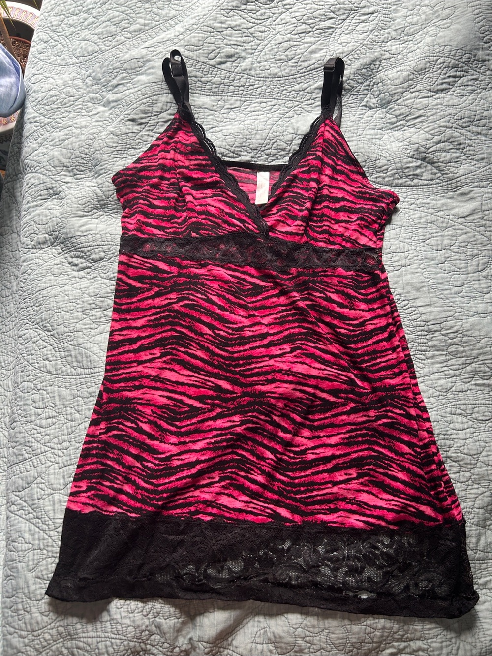Women’s Pink Zebra Lace Chemise Nightdress 1X